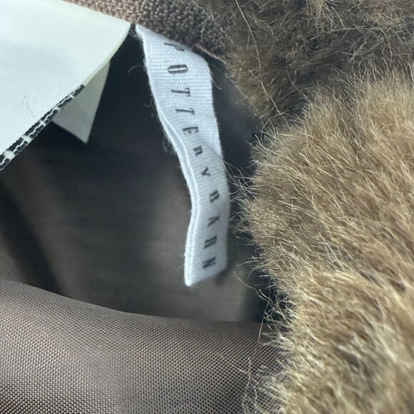 Pottery Barn Faux Fur Accent Pillow Cover 18"x18" Chocolate Brown Rustic Cabin - Picture 3 of 6